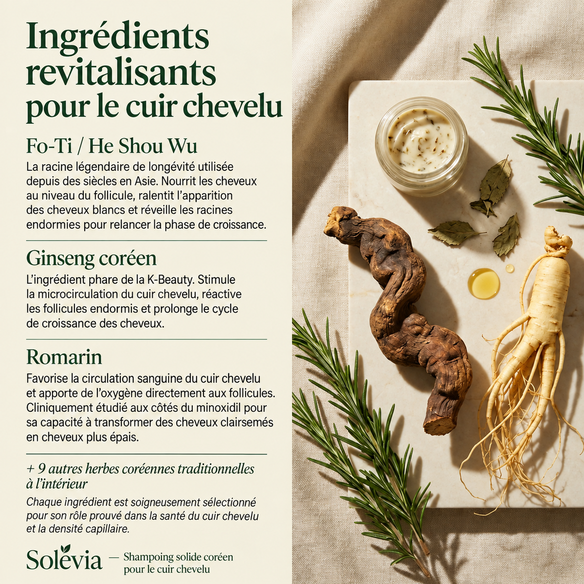 Shampoing solide coréen revitalisant